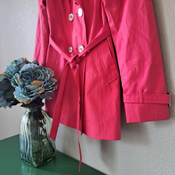 🩵Express Modern Whimsy Hot Pink Trench Coat Size XS - Picture 7 of 14